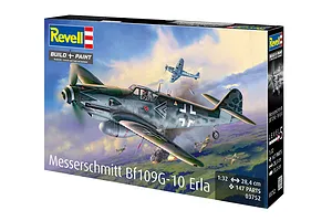 Revell 1/32 scale Messerschmitt Bf109G-10 Erla plastic model aircraft kit box showing a detailed illustration of the fighter plane in flight.