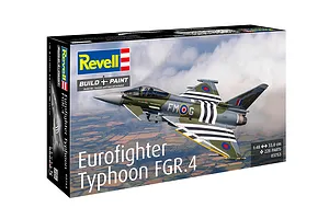 Revell 1/48 scale Eurofighter Typhoon FGR.4 plastic model kit box featuring an illustration of the jet in flight over a landscape.
