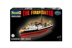 Revell The Firefighter 1/87 scale plastic model kit box art showing a finished harbor fire boat model.