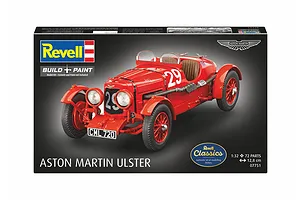 Revell 1/32 scale Aston Martin Ulster plastic model kit box featuring a red vintage race car with number 29.