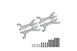 GPM Silver Aluminium Upper Suspension Arms 4Pcs w/ Stainless Steel Support Mounts &amp; Hardware