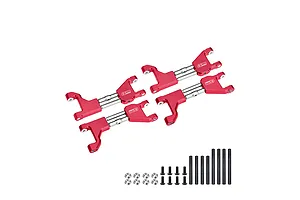 GPM Red Aluminium Upper Suspension Arms 4Pcs w/ Stainless Steel Support Mounts &amp; Hardware