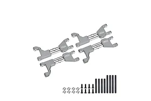 GPM Grey Aluminium Upper Suspension Arms 4Pcs w/ Stainless Steel Support Mounts &amp; Hardware