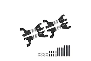 GPM Black Aluminium Upper Suspension Arms 4Pcs w/ Stainless Steel Support Mounts &amp; Hardware