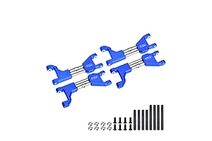 GPM Blue Aluminium Upper Suspension Arms 4Pcs w/ Stainless Steel Support Mounts &amp; Hardware
