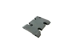A black RC skid plate component for the Reefs RC XP10 Dual Dig transmission, shown from an angled perspective against a white background.