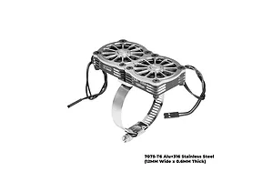 GPM Aluminium And Stainless Steel 40-56mm Adjustable Fan Mount with 40x40x10mm Dual Cooling Fans
