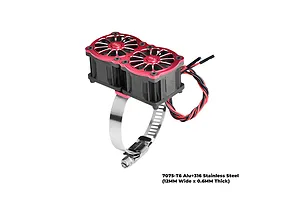 GPM Aluminium 56-70mm Adjustable Mount with Dual 40x28mm Cooling Fans - Red