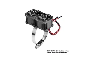 GPM Aluminium 56-70mm Adjustable Mount with Dual 40x28mm Cooling Fans - Black