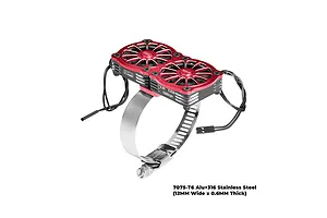 GPM Aluminium 56-70mm Adjustable Mount with Dual 40x40mm Cooling Fans - Red