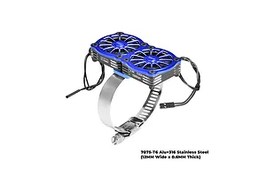 GPM Aluminium 56-70mm Adjustable Mount with Dual 40x40mm Cooling Fans - Blue