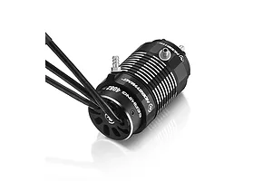 Hobbywing Seaking V2 4082SL brushless motor with black finned casing and water cooling ports on a white background.