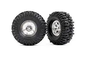 Traxxas 1.0" MT Baja Pro XS Tyres on Chrome Rims - Glued Wheels 2Pcs
