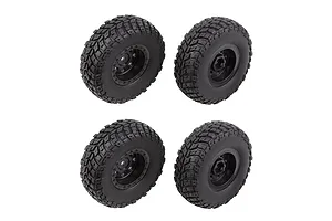 Element RC 1/12 Enduro12 Tyres on Black Rims - Glued Wheels 4Pcs