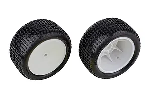 Team Associated 1/10 RB10 RTR Rear Tyres on White Dish Rims - Glued Wheels 2Pcs