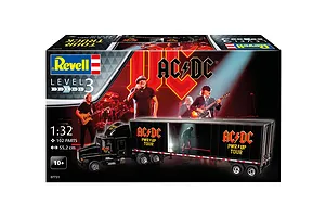 Revell 1/32 scale AC/DC Power Up Tour Truck plastic model kit box showing the finished model truck with band branding.