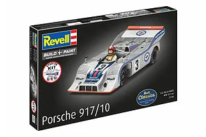 Revell 1/32 scale Porsche 917/10 Martini Racing plastic model starter kit box showing the finished car model.