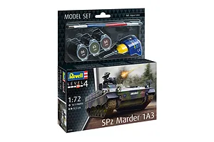 Revell 1/72 scale SPz Marder 1A3 plastic model kit box showing the finished tank model, paint pots, glue, and a paintbrush.