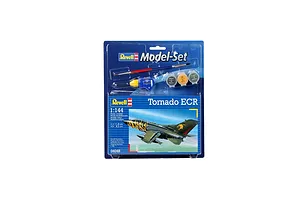 Revell 1/144 scale Tornado ECR plastic model starter kit in blister packaging with included paint, glue, and brush.