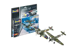 Revell 1/72 Bf 109G-10 &amp; Spitfire Mk.V Combat Set Scaled Plastic Model Starter Kit
