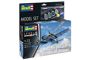Revell 1/72 scale Junkers Ju88 A-1 Battle of Britain model kit box showing the aircraft in flight, paint pots, and a brush.