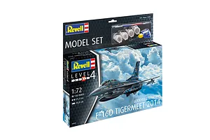 Revell 1/72 scale Lockheed Martin F-16D Tigermeet 2014 plastic model kit box showing the finished aircraft in flight against a cloudy sky.