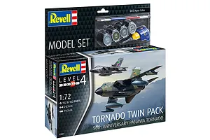 Revell 1/72 scale Panavia Tornado Twin Pack 50th Anniversary model kit box with included paints, brush, and glue.