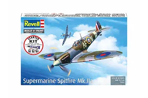 Revell 1/72 scale Supermarine Spitfire Mk.IIa plastic model starter kit box art showing two Spitfires flying over a blue sky.