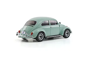 Rear three-quarter view of a Bahama Blue Kyosho Mini-Z 1966 Volkswagen Beetle RC car on a white background.