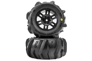 Pro-Line 1/16 Dumont MT Paddle Tyres on Black Split Six Rims - Glued Wheels 2Pcs