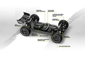 Maverick QByte XB Pro RC Buggy Electric Brushless 4WD 1/12 Scale RTR - Fluoro Green image 151524