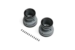 Losi MT Wheel, Black Beadlock, Light Grey (2): Mini LMT