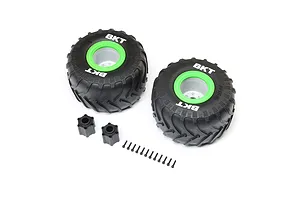 Losi BKT 2.6" Monster Truck Tire, Med, Premount, Green (2): LMT 2.0