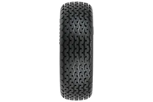 A front-facing view of a Pro-Line 1/10 scale Hoosier Super Chain Link dirt oval RC tire showing the detailed tread pattern.