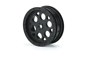 A single black Pro-Line Showtime 2.2 inch front wheel for 1/10 scale RC sprint cars, shown from a three-quarter angle on a white background.