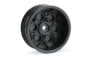 A single black Pro-Line Showtime 2.2 inch front wheel for 1/10 scale RC sprint cars, shown from a three-quarter angle against a white background.