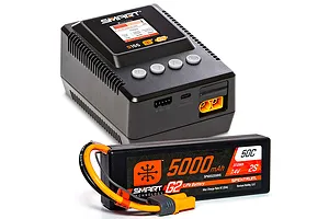 Spektrum Smart Powerstage Surface Bundle: 5000mAh 2S LiPo Battery IC5 / S155 Charger