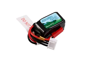 Gens Ace Adventure 11.1V 200mAh 3S LiPo battery with JST connector and warning label on a white background.