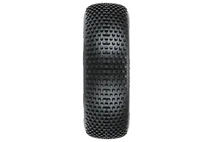A front view of a black Pro-Line 2.2 inch Hole Shot 3.0 RC buggy tyre featuring a dense square-pin tread pattern.
