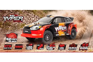 BlackZon Vyper RX Turbo RC Rally Car Electric 4WD 1/16 Scale RTR