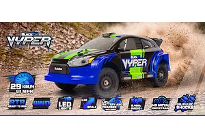BlackZon Vyper RX RC Rally Car Electric 4WD 1/16 Scale RTR - Blue