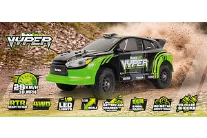 BlackZon Vyper RX RC Rally Car Electric 4WD 1/16 Scale RTR