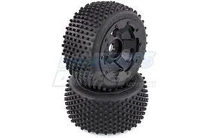 Rovan 4.7/5.5" Baja 5B Rear Dirt Buster Tyres on Black Rims - Beadlocked Wheels 2Pcs image 15474