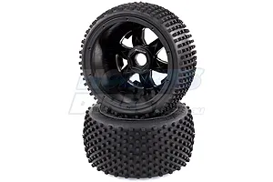 Rovan 4.7/5.5" Baja 5B Rear Dirt Buster Tyres on Black Rims - Beadlocked Wheels 2Pcs image 15475