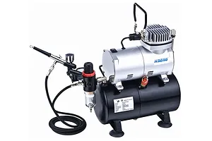 Hseng Air Compressor &amp; Holding Tank Kit with Hose &amp; HS-80 Airbrush