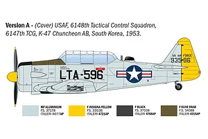 A digital profile view illustration of a T-6G Texan aircraft in USAF livery, showing paint scheme and decal placement for a model kit.