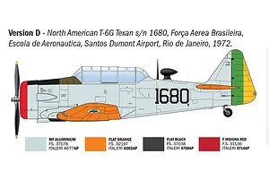 A side profile illustration of a North American T-6G Texan aircraft in Brazilian Air Force livery, showing paint scheme and colour guide.