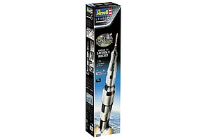 Revell 1/96 scale Apollo 11 Saturn V rocket plastic model kit box showing the finished rocket model against an Earth background.