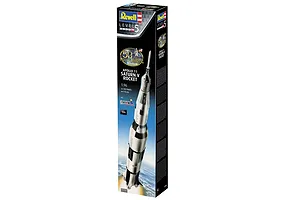 Revell 1/96 scale Apollo 11 Saturn V Rocket plastic model kit box showing the finished rocket model against a space background.