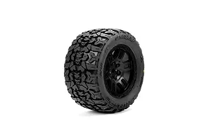 Pro-Line 1/16 Racing Jaeger MT Tyres on Black Split Six Rims - Glued Wheels 2Pcs image 3